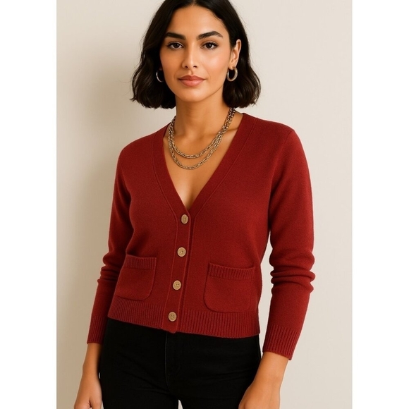 A.P.C. Wool Red Cardigan Womens Size M - Picture 1 of 10